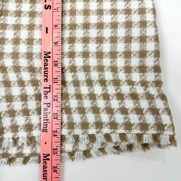 Ann Taylor Sz 6 Tan & Cream Plaid Raw Frayed Hem Dressy Shorts - Picture 8 of 8